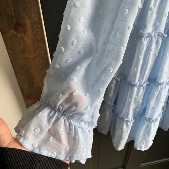 Altar’d State Eliza Dress French Blue Swiss Dot Women’s Size Medium Ruffles - Picture 5 of 15